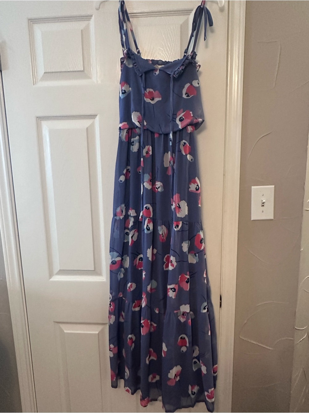 Jessica Simpson Blue Maxi Dress with Pink & White Floral Print. NWOT.